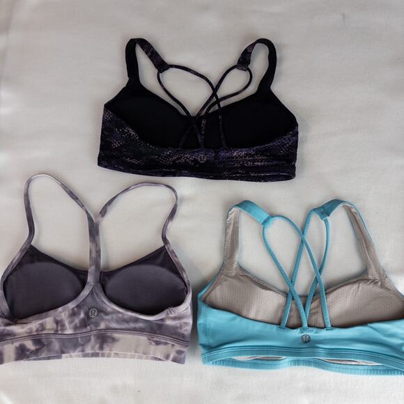Lululemon Sports Bras Size 4 Lot of 3 Blue Gray Black Racer Back Strappy - Picture 5 of 13
